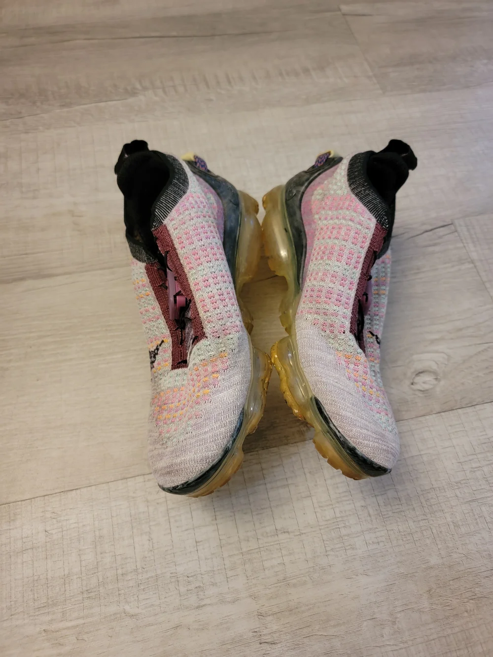 Nike Multicolor Flyknit Sneakers with Pink Accents